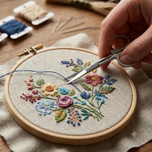 POSHOME Precision Embroidery Scissors Set – Curved & Straight Fine Tip Stainless Steel Snips for Cross-Stitch, Needlework, Thread Cutting & Craft Detail Work - style: Curved & Straight