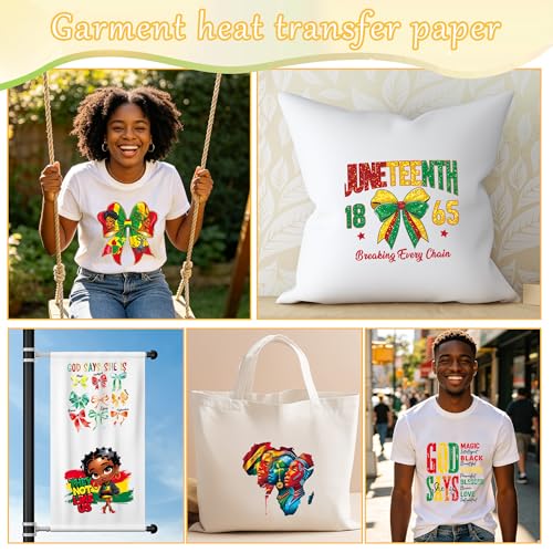 20 Sheets Juneteenth Iron on Transfers for T-Shirts - color: Black Women