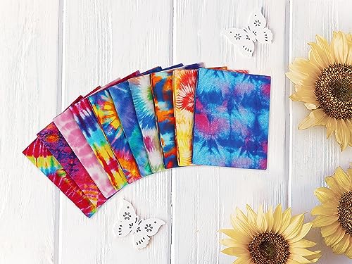 Craftido -25 Options- 100% Cotton Quilting Fabric Bundles 10pcs Fat Quarters 18”x21”-Medium Weight 5.2 oz- Soft Cotton for Quilting, Sewing Project, Patchwork, DIY Crafts - TIE DYE - color: Tie Dye