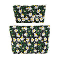 getgto 2 Pcs Makeup Bags, Large Cosmetic Bag Travel Toiletry Bag - color: Black Green Daisy