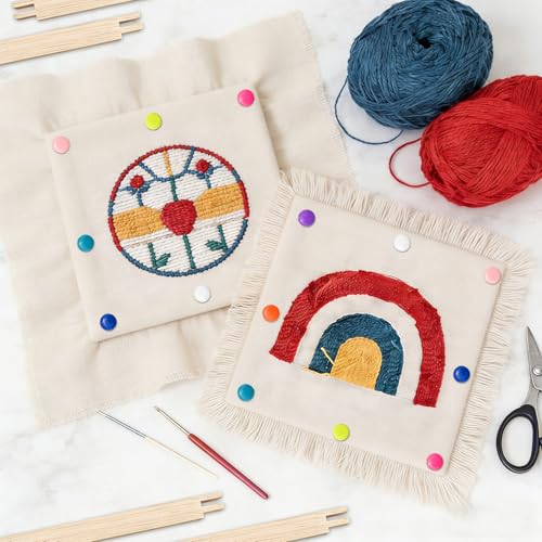 FSWCCK 8 Pcs 8" Stretcher Bars for Needlework with 100 Thumb Tacks, Wooden Canvas Stretcher Bars, Needlepoint Embroidery Stitch Frame Set for Women's Birthday Gifts, Crafts Art