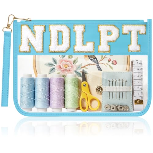 BuyCard Needlepoint Project Bag, NDLPT Clear Zipper Pouch Sewing Gifts Bag - color: Light Blue