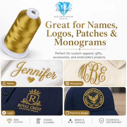 Simthread 5000M 40WT Polyester Embroidery Thread, S033 - color: GoldenGreenS033