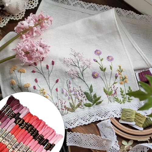 18 Skeins 157.5 Yards 6 Strands Pink Purple Bracelet String Threads Gradient Embroidery Floss Friendship Variegated Polyester Cross Stitch Thread Yarn Set for Jewelry Hand Sewing Knitting - color: Hot Pink Purple Color