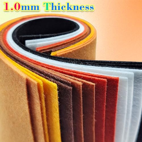 Jtnohx Felt for Crafts, 16 Pcs Felt Fabric, 7"×11.3" Stiff Felt Sheets, Craft Felt Square for Sewing (Brown White Black Series) - color: Brown Series