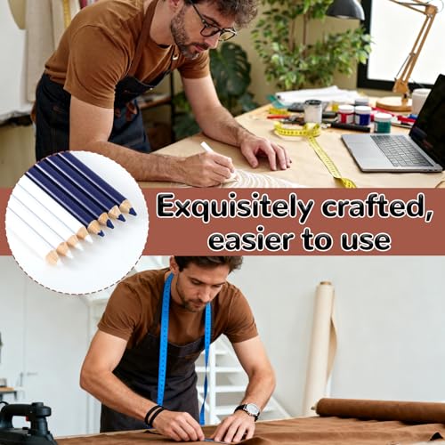 Goktvai 8pcs Fabric Pencils for Sewing, Water-Soluble Tailors Pencil Set with Sharpener & Soft Tape Measure 2 Colors Fabric Marking Chalk for Quilting Sewing Dressmaking DIY Crafts Supplies