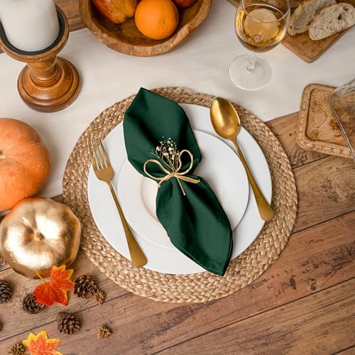 Blue Needles Solid Cloth Napkins 100% Cotton Set of 6-18 x 18 Inches - color: Forest Green, size: 18" x 18" (Set of 6)