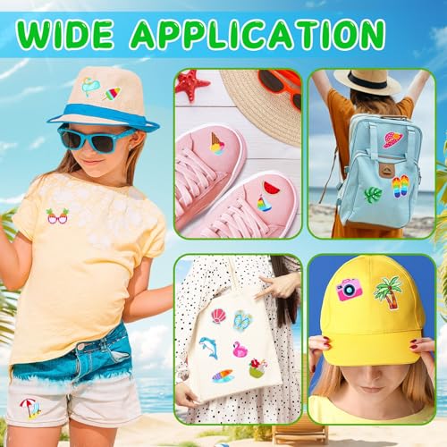 AUGSUN 36pcs Summer Iron on Patches Hawaiian Beach Embroidered Sew Applique - style: Summer