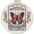 Stamped Cross Stitch Kits for Beginners-Butterfly,with Embroidery Hoop - color: Butterfly