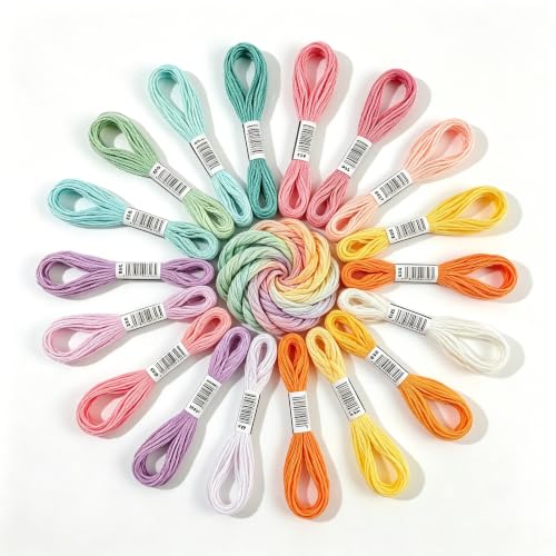 Embroidery Thread, 20-Color Macaron Series Floss, 8 Meters/Skein, for DIY Crafts, Cross Stitch, Friendship Bracelets & Garment Accessories - color: Macaron, size: 20 Color