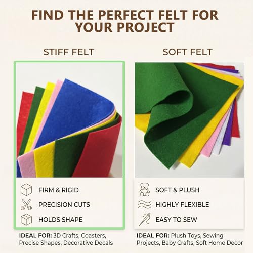 Orange Felt Fabric Stiff Sheets 20 Pcs 8" X 12" 1mm Thick - color: Orange