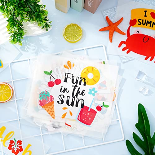Whaline 30 Sheets Summer Iron On Transfers Patches Summertime Vinyl Heat Transfers Patches Decals Watermelon Ice Cream Beach Summer Fashion Heat Transfer Stickers for Clothing Fabric DIY Craft Decor - style: Summer