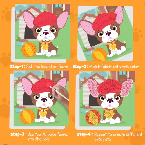 jackinthebox Poke Art Pets Crafts Kits for Children, Gifts Toys, Ages 4-8 - style: Pets