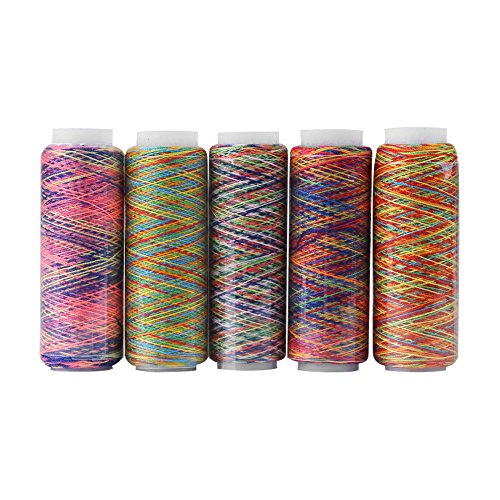 Multicolor Gradient Sewing Quilting Embroidery Thread Spools, 5 Piece Set, for Garment Accessories