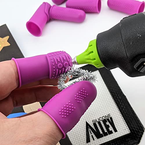 THIK-Grip Thimbles (3) + Standard Finger Protectors (6) | 9-Pack | Silicone Non-Stick Mat (1) | Needle Holder Wristband (1) - for Hot Glue | Sewing | Crafts | Felt - Women's Sizing