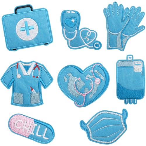 25pcs Nurse Iron on Patches, Medical Nursing Sew on Patches DIY Crafts - color: Nurse's Day, 25pcs