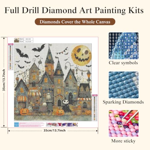 5D Halloween Town Diamond Painting Kits for Adults, Diamond Art Kits - color: KM1186-1