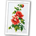 Povitrulya Beautiful Peonies Counted Cross Stitch kit - DIY Embroidery Set with Paper Pattern and prestored Floss - color: Peonies
