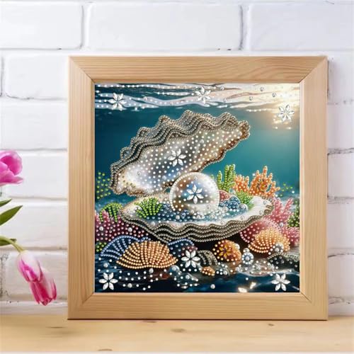 ZQEATRY Shell Pearls Special Shape Diamond Art Kits for Adults,5D Diamond Painting Kits for Beginner,DIY Diamond Crystal Rhinestones Gem Art Kits for Home Wall Decor 11.8 X 11.8inch - color: XJ121