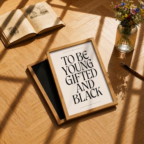 Framed African Black Boy Trendy Wall Art Positive Affirmations Wall Decor - color: Black Quotes, size: 16"L x 12"W