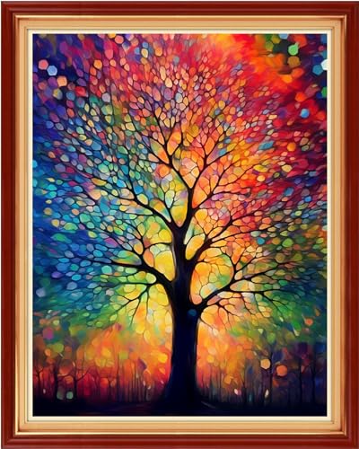 Dimensean Stamped Cross Stitch Kits Full Range of Embroidery Patterns Starter Kits for Beginners Adult DIY Cross Stitches Needlepoint Kits 11CT- Colorful Night Light Tree 16x20 inch - color: Craftpattern21