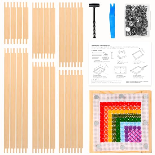 24 Pcs Needlepoint Stretcher Bars for Needlework with 100 Metal Tacks, - color: Natural-24pcs