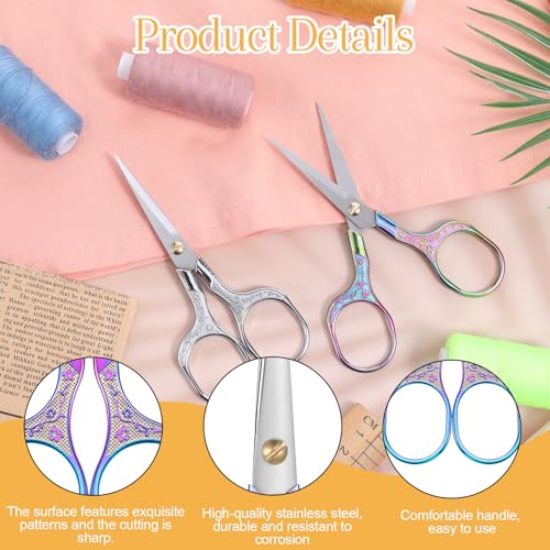 Small Sewing Scissors, 5 Inch Embroidery Scissors 2 Piece, Sharp Precision Crochet Scissors Facial Hair Beard Trimming Scissors for Yarn Fabric, Needlework, Arts & Crafts DIY Tools