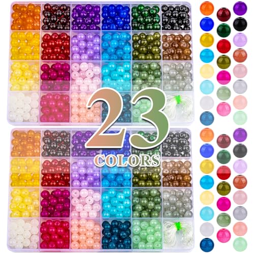 XSEINO 5700PCS 4mm Round Glass Beads for Jewelry Making, 23 Colors Crystal Beads for Bracelets Jewelry Making and DIY Crafts - color: 4mm Glass Beads
