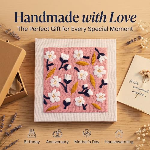 Embroidery Punch Needle kit Frame, Embroidery Starter Kits for Beginner,Punch Needle Fabric with Pattern,Threader, Yarns,Embroidery Hoops & Rug Punch(Pinksh White) - color: Pinksh white