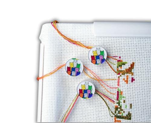 The Set of 3 Parking bobbins Needle minders Floss Holders Keeper Magnetic Clips Tightening Floss Cross Stitch Parking bobbins for Embroidery Frame Scroll Rod qsnap Hoop Tension Clips Thread Catcher