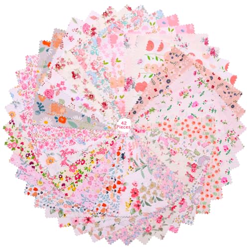 Nodsaw Floral Print Cotton Charm Pack, 5 inch Precuts Quilting Fabric Bundle, 5" Quilt Charm Squares - color: Floral