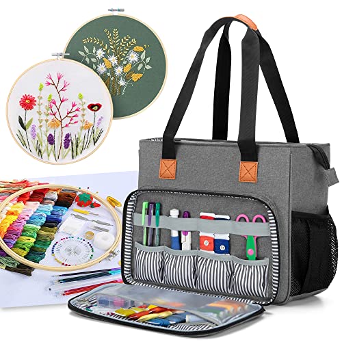 LUXJA Embroidery Project Carrying Bag, Gray - color: Gray