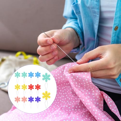 16PCS Multicolor Needle Threaders, Flower Shape Colorful Needle Threader Kit Assorted Colors Plastic Flower Head Wire Loop for Hand Stitching, Quilting, DIY Art