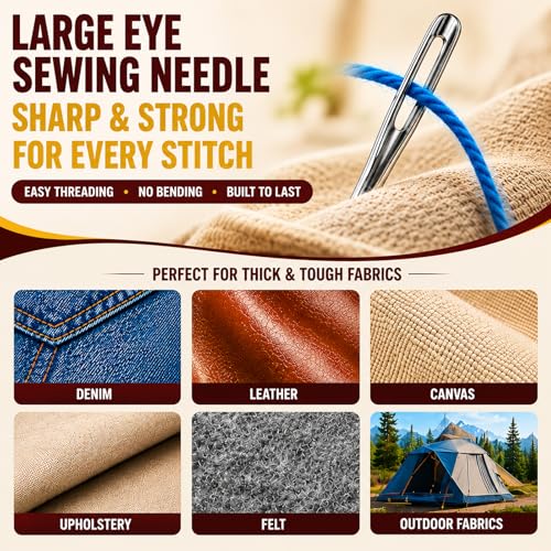 Hand Sewing Needles, 46 Pcs Large Eye Sewing Kit with 6 Sizes