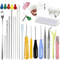 24PCS Candle Making Supplies with Plastic Storage Box Big Eye Long Wick Needle for Candles &Silicone Mold,Punch Needle with Hook Eye,Candle Tool Kit for Beginner,Wicks Placing Tube,Stirring Spoon - color: 24PCS
