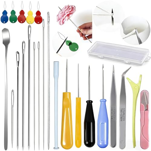 24PCS Candle Making Supplies with Plastic Storage Box Big Eye Long Wick Needle for Candles &Silicone Mold,Punch Needle with Hook Eye,Candle Tool Kit for Beginner,Wicks Placing Tube,Stirring Spoon - color: 24PCS