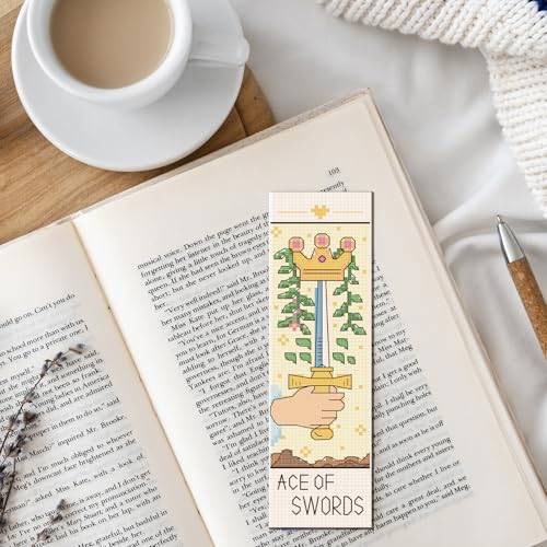 FREEBLOSS 6 Set Cross Stitch Bookmark Kit Stamped Cross Stitch Kit Tarot Cards Theme Embroidery Set with Instruction for Adults 8''*2.4'' - style: Tarot