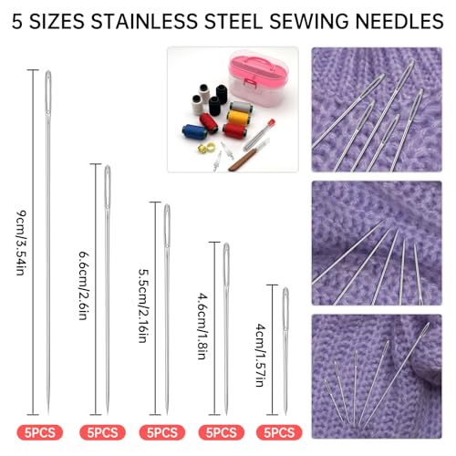 40piece Stainless Steel Needles for Hand Sewing,Steel Sewing Needles Kit
