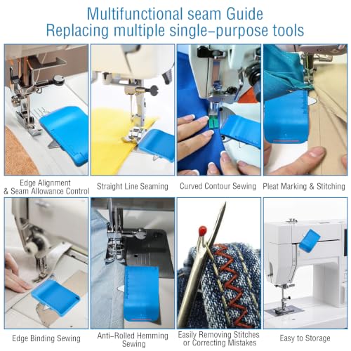 Blue Magnetic Seam Guide,Built-in Seam Ripper&Ruler Scale for SewingMachine - color: Blue