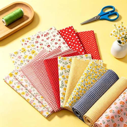 110 Pcs 10x10 Inch Cotton Fabric Squares for Quilting