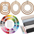 Hotop 138 Pcs Embroidery Kit 9 Hoop 100 Thread 5 Fabric 16 Needles