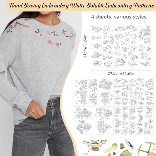 Water Soluble Embroidery Patterns, Stick and Stitch Paper for Sewing - style: butterfly 1307