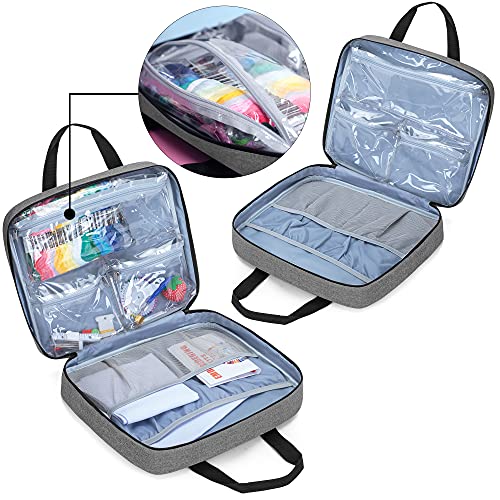 LoDrid Embroidery Project Bag, Square Supplies Storage Tote, Gray, Bag Only - color: Gray