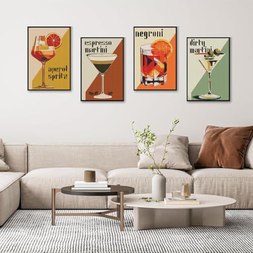 Eiazuiks 4 Packs Stamping Cross Stitch Kit, Cocktail Counting Cross Stitch Kit for Adult Beginners, Full Line DIY Stitching Kit for Home Decor Cross Stitch Patterns 12x16 inches - color: AKW100