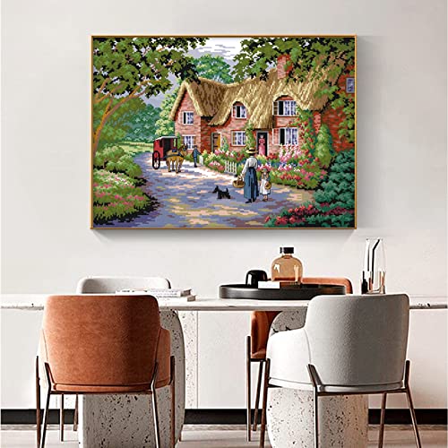 ITSTITCH Stamped Cross Stitch Kits for Adults,Full Range of Crossstitching Kits Preprinted Pattern Embroidery Needlepoint Starter Kits 14CT 2 Strands-Life in Countryside,18.5x14 inch - color: Life in countryside ,18.5x14 inch