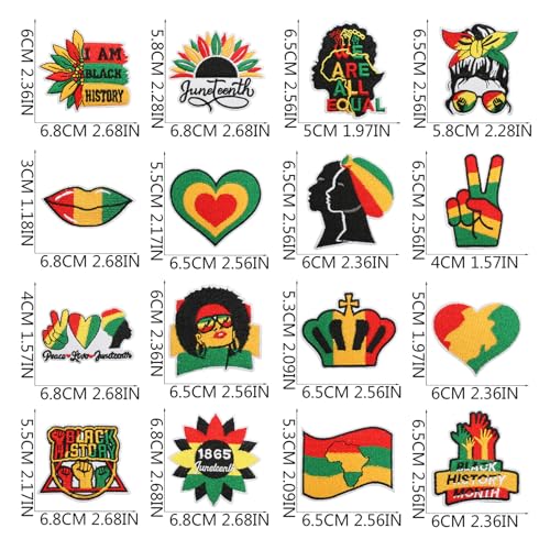 16pcs Black Story Iron/Sew on Patches, Red Yellow Green Embroidered Applique, Fashion Decoration for Clothes, Hat, Bag, Dress, Shirt, Jeans - color: 16pcs Black Story