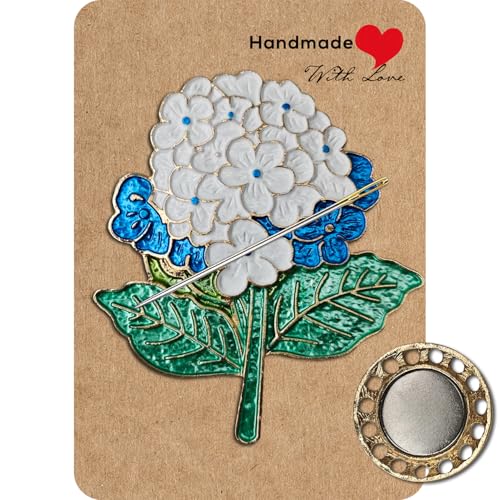 Needle Minder Magnet, Magnetic Needle Minder, Needle Minders Magnetic Cross Stitch Accessories, Magnetic Needle Holder, Life Tree, Butterfly, Cats, Owl, Heart (White Hydrangea) - size: White Hydrangea