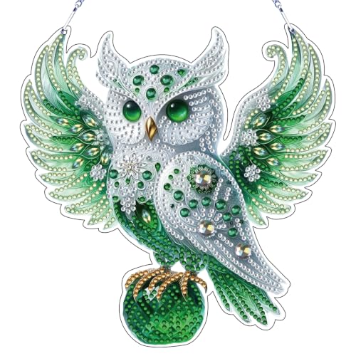 STGLCR Diamonds Art kit for Adult,Owl Pendant Diamonds Painting Art Kit,7.79x7.59inch Acrylic Diamonds Painting Board Kit Ornament, Special Crystal Diamond Hanging Ornament - color: Owl