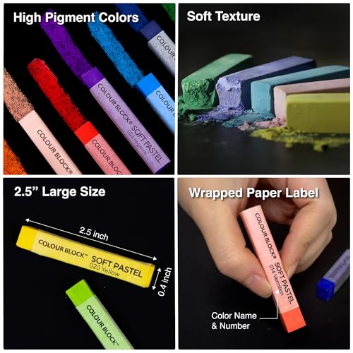 COLOUR BLOCK 144 Colors Soft Pastels Set, Wooden Box, Artist Chalk Pastels - size: 144 Count (Pack of 1)