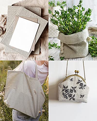 Pllieay Natural Pure Linen Fabric 39x55 Inch, Solid Colour for Dressmaking - color: Natural, size: 39 x 55 inch